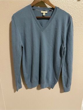 Burberry Brit Merino Wool Men’s V-Neck Sweater - Slate Blue